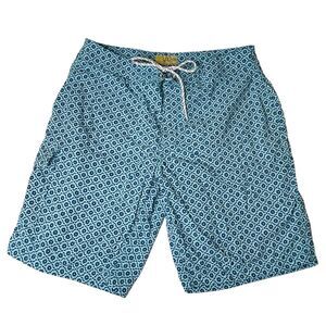 J Crew Mens Sz 30 SWIM TRUNKS Board‎ Swimming Lined Shorts Blue Abstract Design